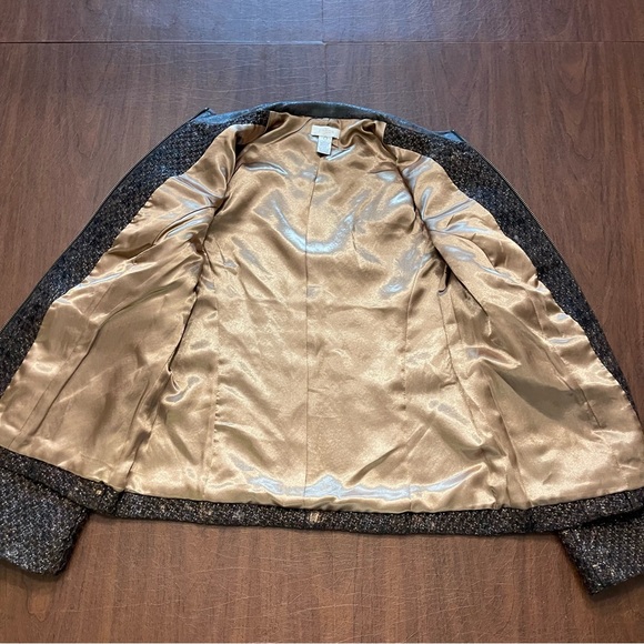 Chico’s Women’s Brown Metallic Tweed Zip Front Lined Jacket Blazer Size 0 S/4 - Picture 9 of 15